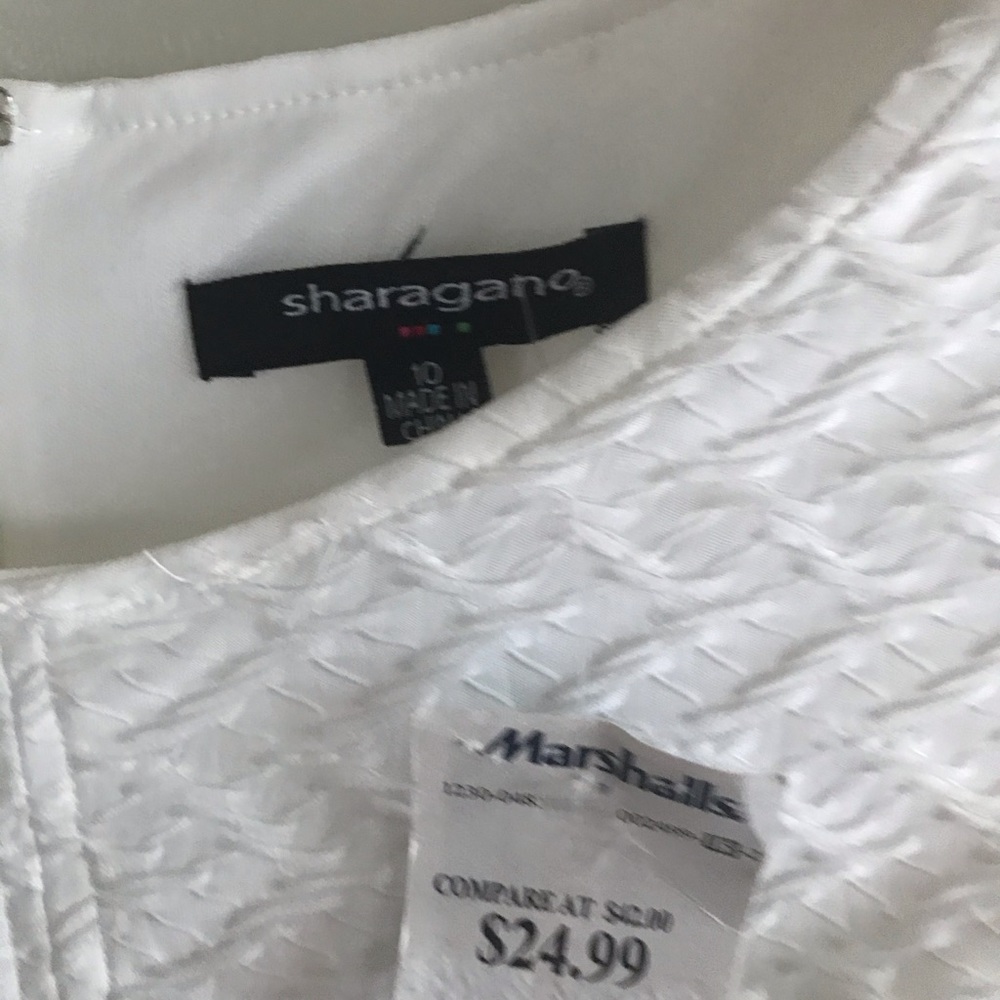 Sharango fit & flare textured white dress